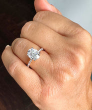 Load image into Gallery viewer, IGI Certified 14k Solid Rose Gold Oval and Round Cut Diamond Engagement Ring 3.25ct F-VS2