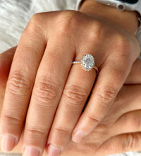 Load image into Gallery viewer, 14K Rose Gold Oval Cut Moissanite And Natural Round cut Diamond Engagement Ring Deco, Halo, Bridal, Wedding, Propose 2.50ct