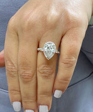 Load image into Gallery viewer, IGI Certified 14k Solid Rose Gold Pear and Round Diamond Engagement Ring Halo, 3.75ctw F-VS2