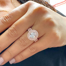 Load image into Gallery viewer, IGI Certified 14k Rose Gold Oval And Round Cut Diamond Engagement Ring Prong Set 2.70ctw F VS2