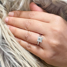 Load image into Gallery viewer, Women's 14k Solid White Gold Princess Simulated Diamond Engagement Ring, Bridal, Wedding, Anniversary, Four Prong ,Solitaire, 2.00ctw