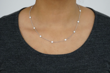 Load image into Gallery viewer, 14K Solid White Gold Round Cut Moissanite Bezel Set Necklace Pendent Diamonds By The Yard Style 2.00ctw