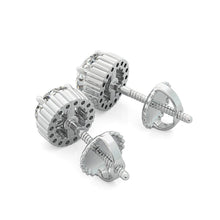 Load image into Gallery viewer, 14K White Gold Round Cut Forever One Moissanite Share Prong Basket Earrings, Bridal, Wedding, Anniversary, Four prong set, Solitaire 2.40ctw