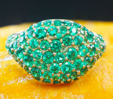 Load image into Gallery viewer, 14K Solid White Gold Round Cut Simulated Emerald Ring Eternity Style Pinky Band Micro Pave Bridal, Wedding, Anniversary 2.00ctw by ASW