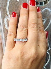 Load image into Gallery viewer, Large 7 Carat Round Cut Simulated Diamond Engagement Band, Ring Prong Set, Eternity, Propose, Promise Band 14K Solid White Gold