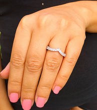 Load image into Gallery viewer, 14k white gold round cut diamonds ring band anniversary art deco style bridal wedding half eternity natural diamonds 0.70ctw