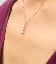 Load image into Gallery viewer, 14k white gold round cut natural diamond prong set necklace pendent and chain bridal wedding anniversary gift three stone style 0.60ctw