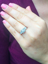 Load image into Gallery viewer, 14k white gold round cut diamond engagement ring natural diamonds, bridal wedding anniversary promise propose deco style 0.55ctw