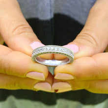 Load image into Gallery viewer, 2 Carat Women's 14K White Gold Round Cut Forever One Moissanite Eternity Band Deco, Bridal, Wedding, Anniversary, Three sided Filigree