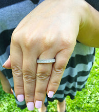 Load image into Gallery viewer, 2 Carat Women's 14K White Gold Round Cut Forever One Moissanite Eternity Band Deco, Bridal, Wedding, Anniversary, Three sided Filigree