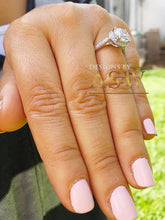 Load image into Gallery viewer, Large Women's 14K Solid White Gold Round Cut Forever One Moissanite and Natural Diamond Engagement Ring Halo Prong 3.50ct