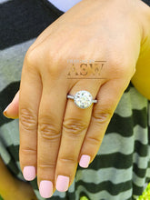 Load image into Gallery viewer, Large Women's 14K Solid White Gold Round Cut Forever One Moissanite and Natural Diamond Engagement Ring Halo Prong 3.50ct