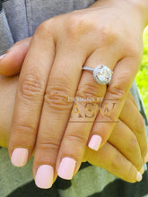 Load image into Gallery viewer, Large Women's 14K Solid White Gold Round Cut Forever One Moissanite and Natural Diamond Engagement Ring Halo Prong 3.50ct