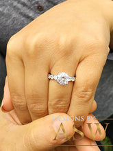 Load image into Gallery viewer, Four carat women's round cut forever one moissanite and diamond engagement ring eternity style bridal wedding set in solid 14k white gold