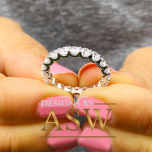 Load image into Gallery viewer, 14K Solid White Gold Round Cut Forever One Moissanite Eternity Band Deco, Bridal, Wedding, Anniversary, Propose, Promise ring 2.00ct 3.0mm