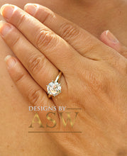 Load image into Gallery viewer, 14K Solid Yellow Gold Round Cut Moissanite Engagement Ring Deco, Bridal, Wedding, Anniversary, Four prong set, Solitaire 3.00ctw