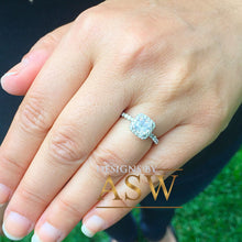 Load image into Gallery viewer, Elegant Women's 14k Solid White Gold Cushion and Round Cut Simulated Diamond Engagement Ring Bridal Wedding Halo 1.80ctw by ASW