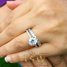 Load image into Gallery viewer, Huge 5.50ct Round Cut Eternity Ring and band, Engagement Bridal Style, Simulated Diamonds, Set in Solid 14k White Gold, Wedding Anniversary