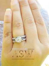 Load image into Gallery viewer, 14k White Gold Round Cut Forever One Moissanite and Natural Diamond Engagement Ring And Band Bezel Set Halo Bridal Wedding Anniversary 1.70