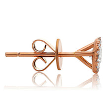 Load image into Gallery viewer, 14k Solid Rose Gold Simulated Diamonds, Prong Set, Wedding Engagement Stud Earrings Halo Bridal 0.70ctw