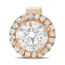 Load image into Gallery viewer, 14k Solid yellow Gold Simulated Diamonds, Prong Set, Wedding Engagement Stud Earrings Halo Bridal 0.70ctw