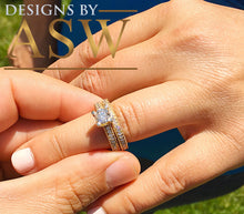 Load image into Gallery viewer, 14k Yellow Gold Round Cut Forever One Moissanite and Round Cut Natural Diamond Engagement Ring and band, Bridal Set, Half Eternity 2.50ctw