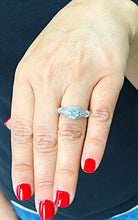 Load image into Gallery viewer, 14k White Gold Round Cut Forever One Moissanite and Diamond Engagement Ring, Bridal, Wedding, Natural Diamonds 1.85ctw