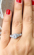 Load image into Gallery viewer, 14k White Gold Round Cut Forever One Moissanite and Diamond Engagement Ring, Bridal, Wedding, Natural Diamonds 1.85ctw