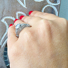 Load image into Gallery viewer, 14k White Gold Round Cut Forever One Moissanite and Diamond Engagement Ring, Bridal, Wedding, Natural Diamonds 1.85ctw