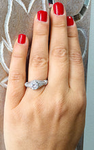 Load image into Gallery viewer, 14k White Gold Round Cut Forever One Moissanite and Diamond Engagement Ring, Bridal, Wedding, Natural Diamonds 1.85ctw