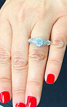 Load image into Gallery viewer, 1.35 Carat Round Cut Diamond Engagement Ring Halo Deco Antique Style, Bridal Style, Wedding 14k Solid White Gold