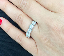 Load image into Gallery viewer, Large 7 Carat Round Cut Simulated Diamond Engagement Band, Ring Prong Set, Eternity, Propose, Promise Band 14K Solid White Gold