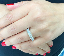 Load image into Gallery viewer, Large 7 Carat Round Cut Simulated Diamond Engagement Band, Ring Prong Set, Eternity, Propose, Promise Band 14K Solid White Gold