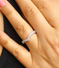 Load image into Gallery viewer, 14k Solid White Gold Simulated Diamonds, Prong Set, Half Eternity Band, Wedding Band, Engagement Ring antique style with three bezels 0.70ct