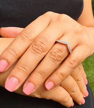 Load image into Gallery viewer, 14k white gold round cut diamonds ring band anniversary art deco style bridal wedding half eternity natural diamonds 0.70ctw