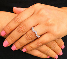 Load image into Gallery viewer, 14k white gold round cut diamonds ring band anniversary art deco style bridal wedding half eternity natural diamonds 0.70ctw