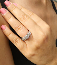 Load image into Gallery viewer, Classy 14K Solid White Gold Round Cut Simulated Diamond Engagement Ring And Band Bridal Set Wedding Set Double Halo 2.50ct by ASW