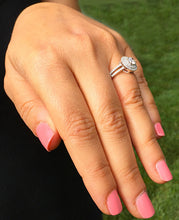 Load image into Gallery viewer, 14k white gold round cut diamond engagement ring split shank double have natural diamonds, bridal wedding anniversary 1.25ctw