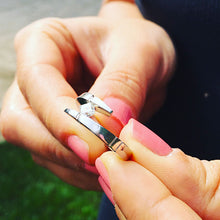 Load image into Gallery viewer, 14K Solid White Gold Princess Cut Forever One Moissanite Engagement Ring Deco, Bridal, Wedding, Anniversary, Tension Set Solitaire 1.00ctw