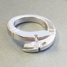 Load image into Gallery viewer, 14K Solid White Gold Princess Cut Forever One Moissanite Engagement Ring Deco, Bridal, Wedding, Anniversary, Tension Set Solitaire 1.00ctw