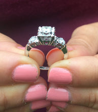 Load image into Gallery viewer, 14k white gold round cut diamond engagement ring natural diamonds, bridal wedding anniversary promise propose deco style 0.55ctw