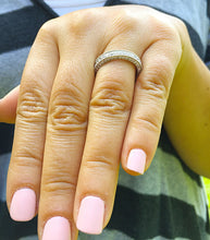 Load image into Gallery viewer, 2 Carat Women's 14K White Gold Round Cut Forever One Moissanite Eternity Band Deco, Bridal, Wedding, Anniversary, Three sided Filigree