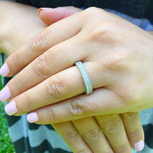 Load image into Gallery viewer, 2 Carat Women's 14K White Gold Round Cut Forever One Moissanite Eternity Band Deco, Bridal, Wedding, Anniversary, Three sided Filigree