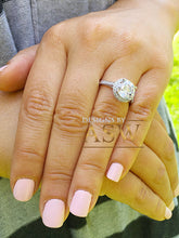 Load image into Gallery viewer, Large Womens's 3.50 Carat Round Cut Simulated Diamond Engagement Ring Bridal Wedding Halo Set in 14K Solid White Gold Stunning by ASW