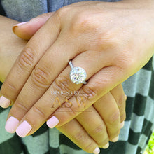 Load image into Gallery viewer, Large Women's 14K Solid White Gold Round Cut Moissanite and Natural Diamond Engagement Ring Halo Prong 3.50ct