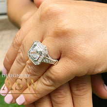 Load image into Gallery viewer, Heavy and Solid 14k White Gold Asscher Cut Forever one moissanite and diamonds bezel Engagement Ring wedding bridal Natural Diamonds 4.60ctw