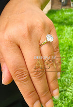 Load image into Gallery viewer, 14K Solid Yellow Gold Round Cut Forever One Moissanite Engagement Ring Deco, Bridal, Wedding, Anniversary, Six prong set, Solitaire 3.00ctw