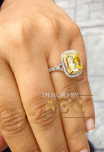 Load image into Gallery viewer, Huge 6.50 Carats 14k Solid White and Yellow Gold Cushion Cut Simulated Fancy Yellow Diamond and simulated Diamonds Engagement Ring Halo
