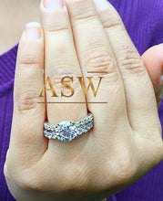 Load image into Gallery viewer, Huge 5.50ct Round Cut Eternity Ring and band, Engagement Bridal Style, Simulated Diamonds, Set in Solid 14k White Gold, Wedding Anniversary