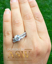 Load image into Gallery viewer, Huge 5.50ct Round Cut Eternity Ring and band, Engagement Bridal Style, Simulated Diamonds, Set in Solid 14k White Gold, Wedding Anniversary